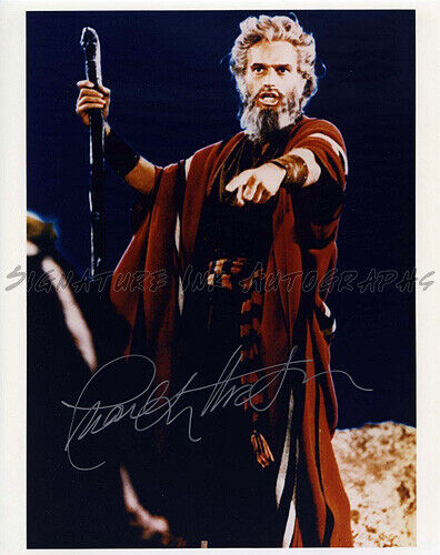 CHARLTON HESTON SIGNED AUTOGRAPHED COLOR 8X10 Photo Poster painting MOSES reprint