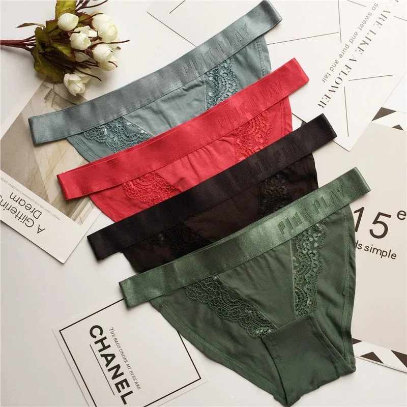 Underwear Female Sexy Lace Panties Seamless Women's Briefs Low Waist Sexy Underpants Women's Solid Color Panties Ladies Lingerie