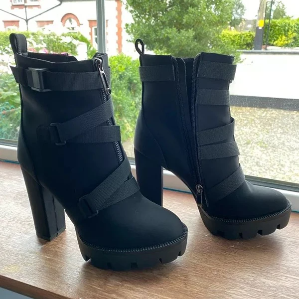 Strapped Platform High Heel Boots -boots