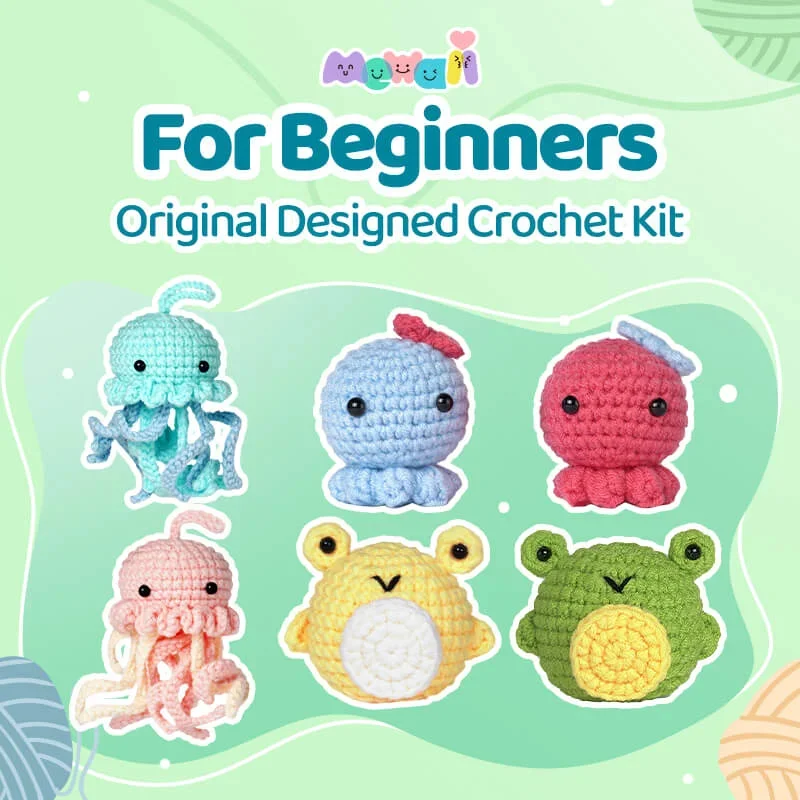 Mewaii Beginner Crochet Kits Crochet Animals For Beginners Crochet Kits with Easy Peasy Yarn-2pcs