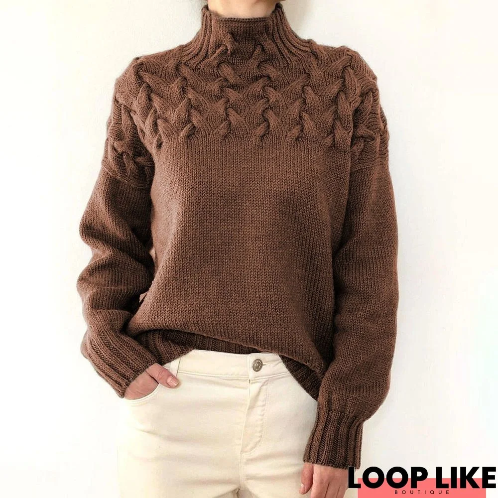 Fashion Details Turtleneck Long Sleeve Sweater