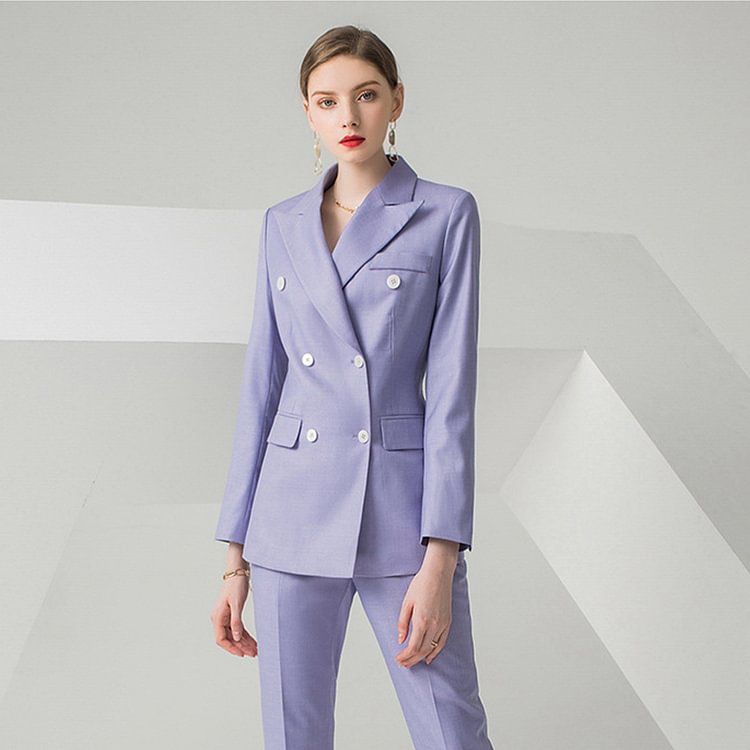 Women Purple Professional Suit and Trousers Two-piece