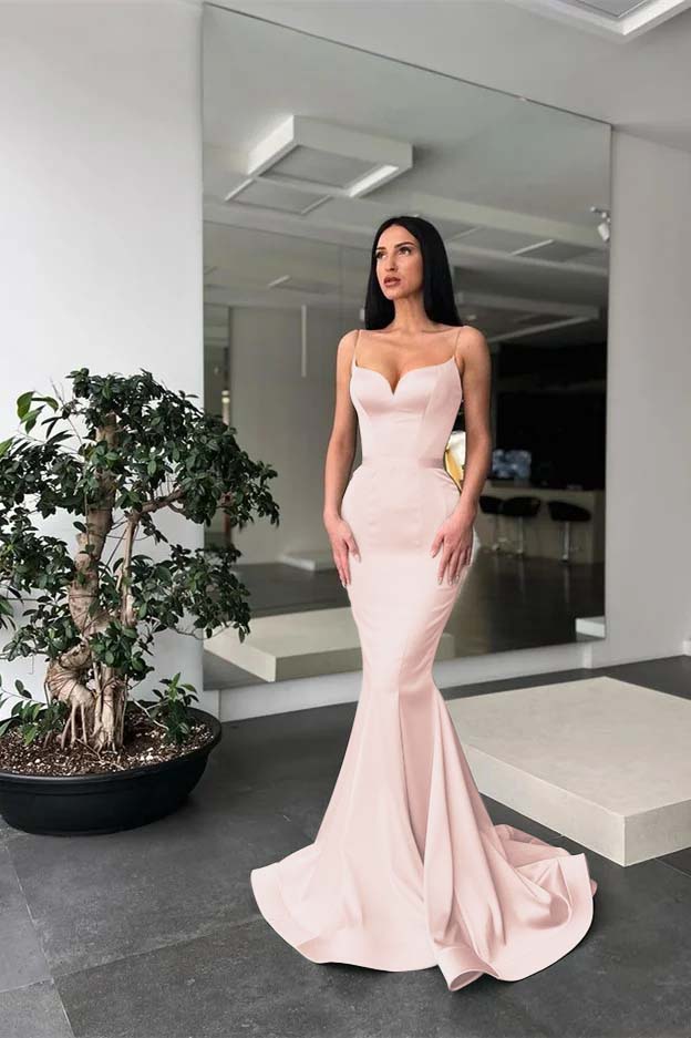 Daisda Long Mermaid Prom Dress Spaghetti-Straps