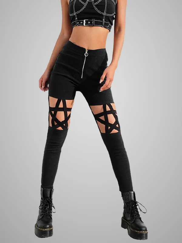 Hight Waist Spliced Stars Goth Pants