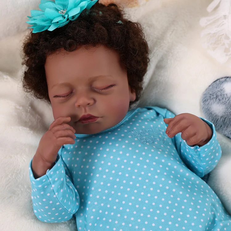 Babeside Lucy 20 inch Lifelike Reborn American African Baby Doll Baby Girl Blue Spots