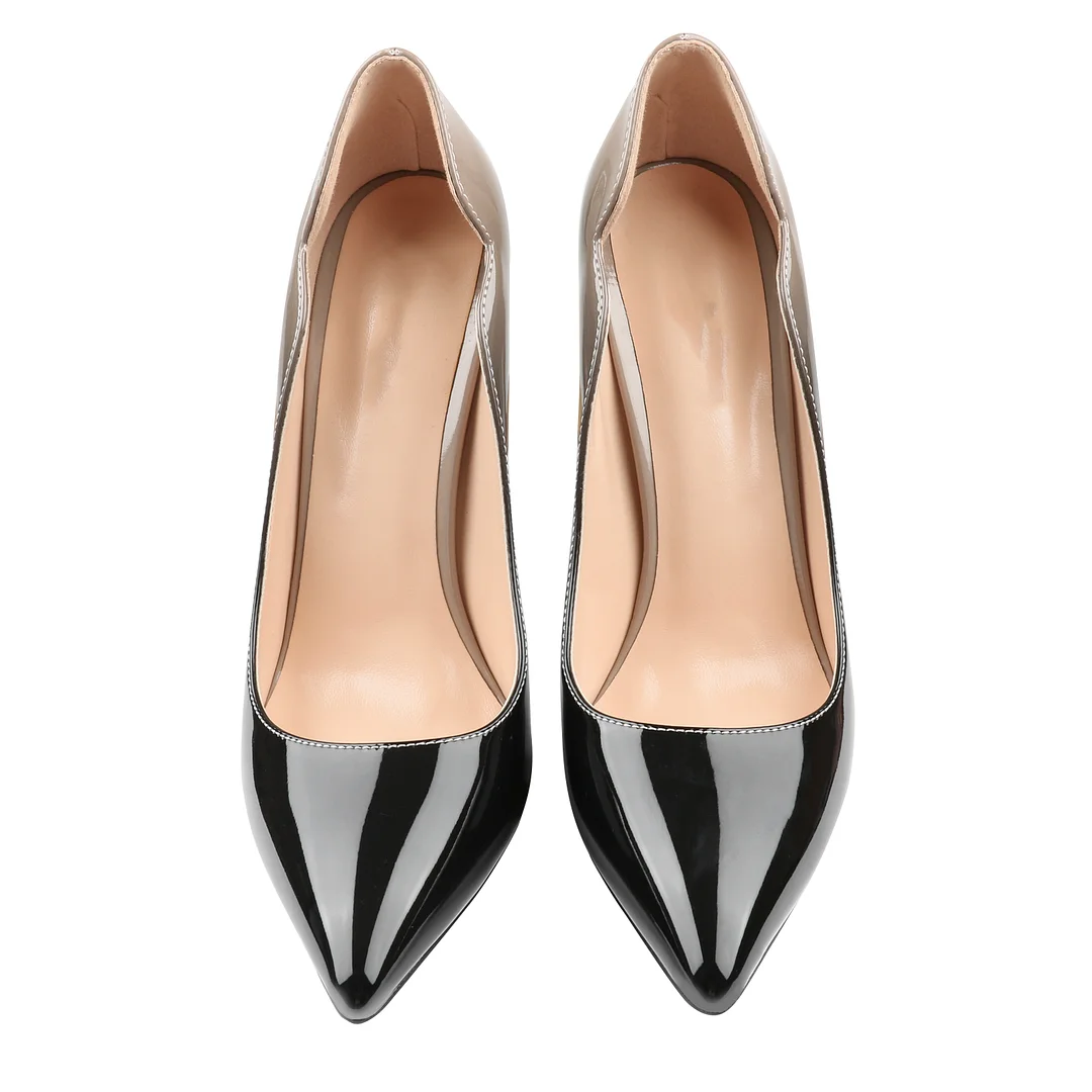 120mm Classic Women's Red Bottom Gradient High Heels Pointed Toe Fashion Patent Stiletto Pumps-MERUMOTE