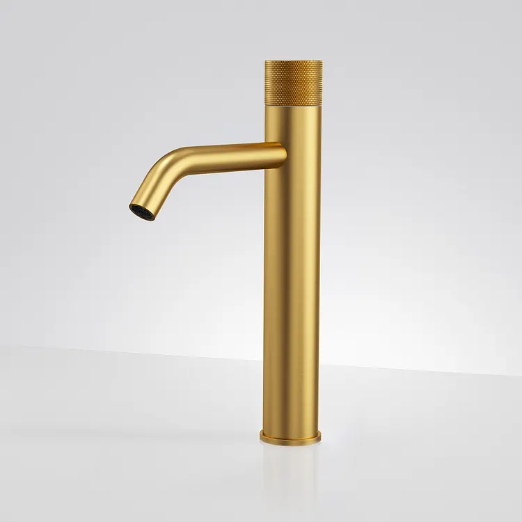 EVERSTEIN 12 in. Knurled Vessel Bathroom Sink Faucet  Brushed Gold
