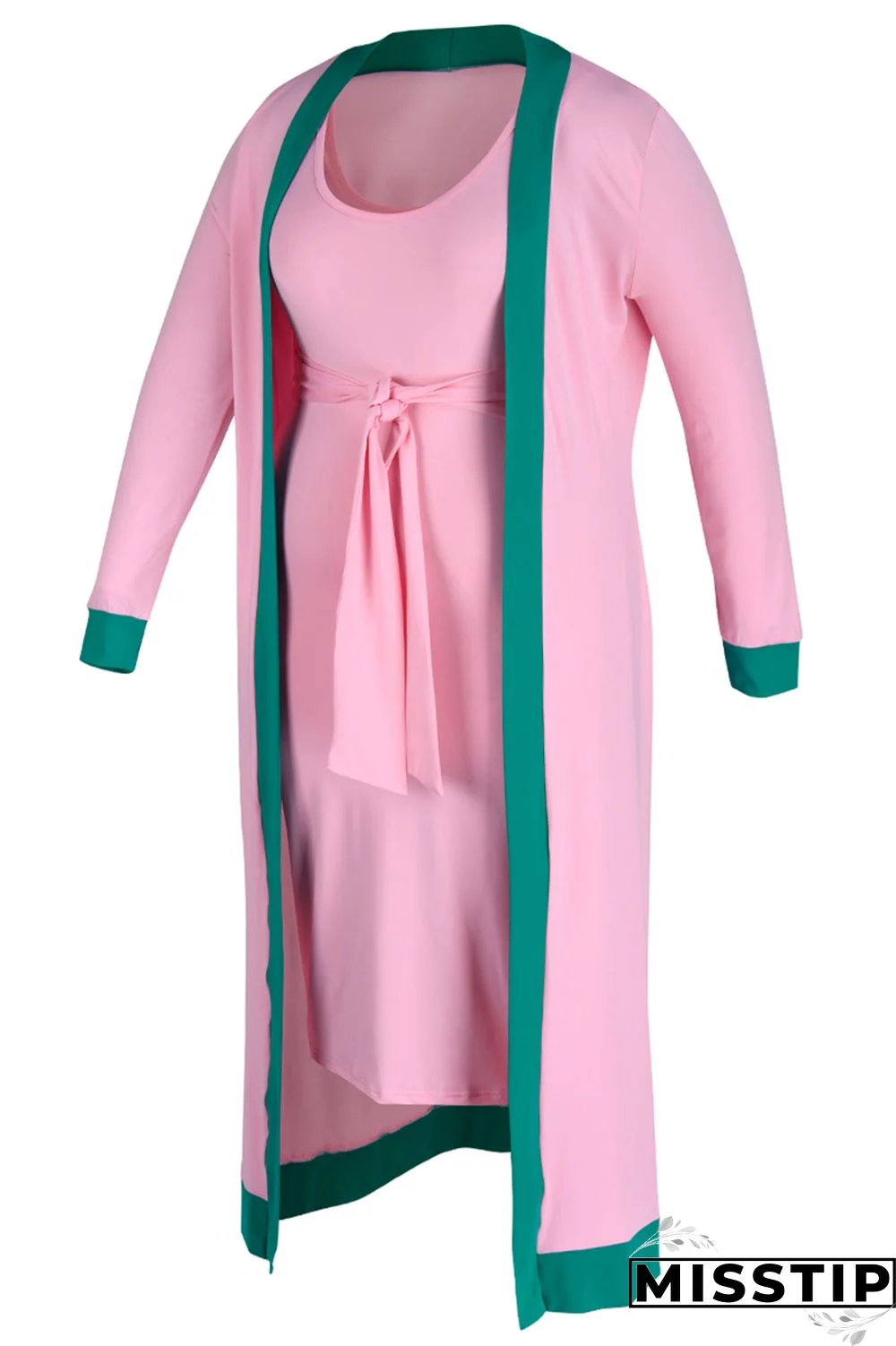 Blue Fashion Casual Solid Patchwork O Neck Plus Size Two Pieces