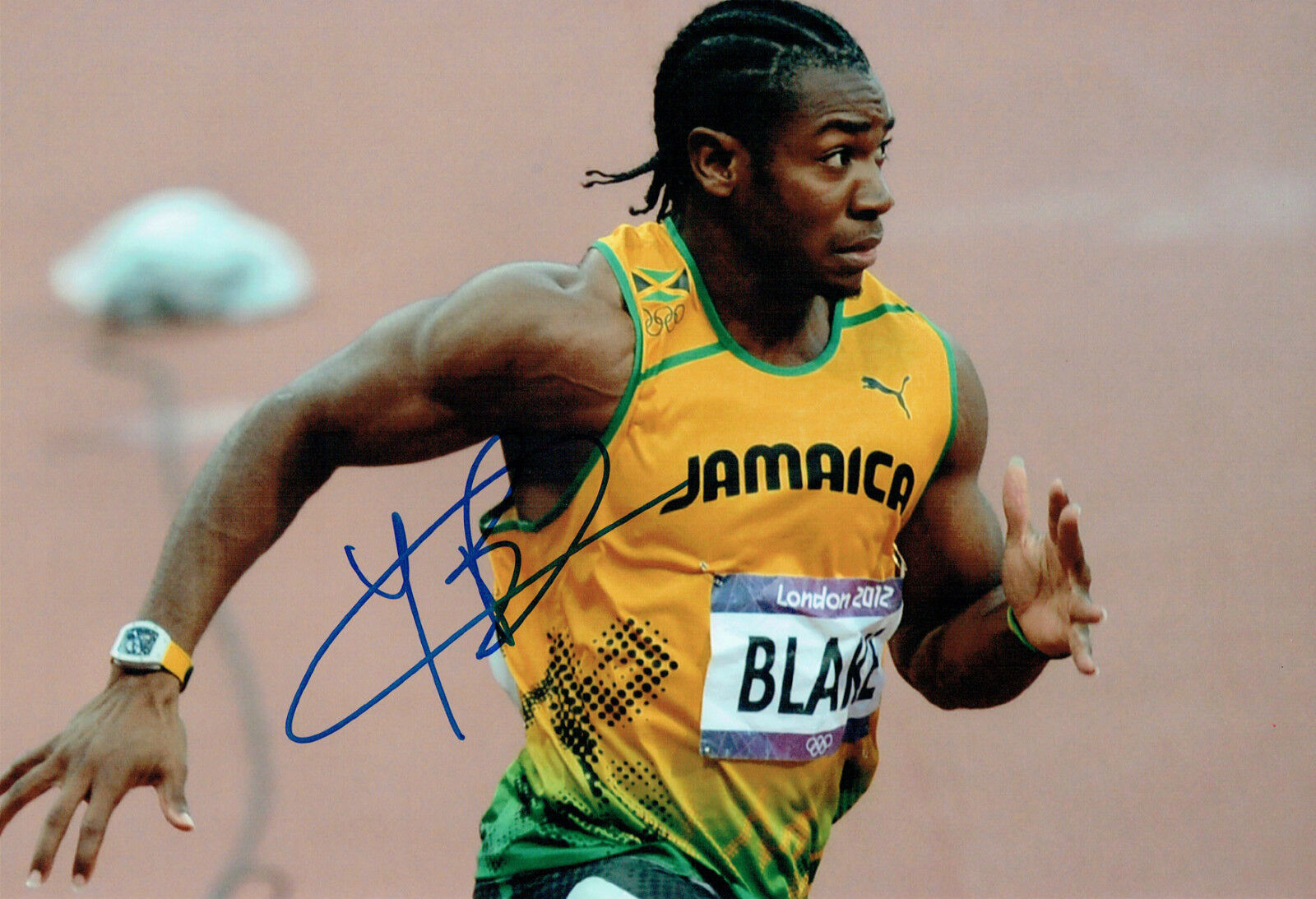 Johan BLAKE Autograph Signed 12x8 Photo Poster painting AFTAL COA Jamaica Athlete Sprinter