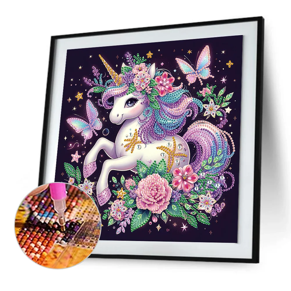 Diamond Painting - Partial Special Shaped Drill - Unicorn(Canvas|30*30cm)
