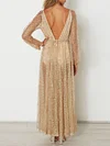 Spangle Plunging Long Sleeves Maxi Dresses