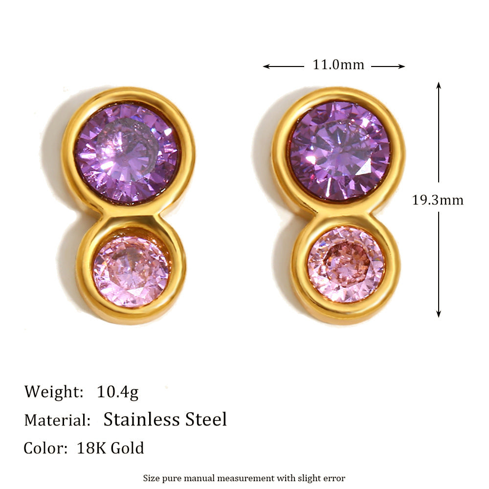 Fashionable Simple And Versatile Round Earrings Stainless Steel 18K Gold-Plated 8-Shaped Earrings For Women