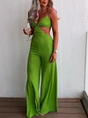 Solid Color Sexy Backless Jumsuits