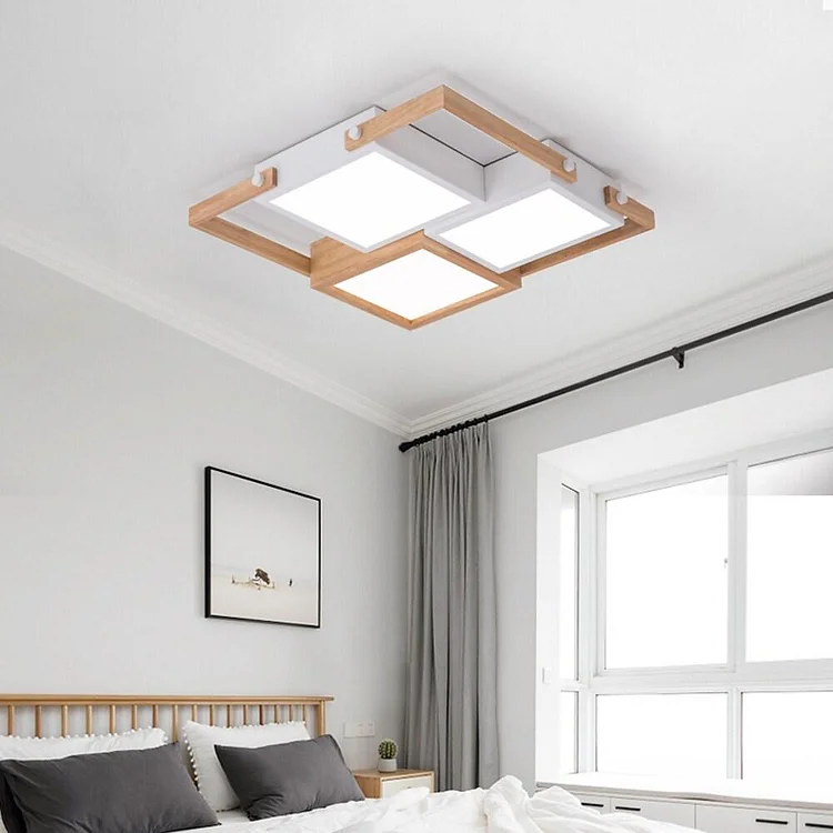 Multi Square Dimmable LED Rustic Ceiling Light Flush Mount Lighting - Appledas