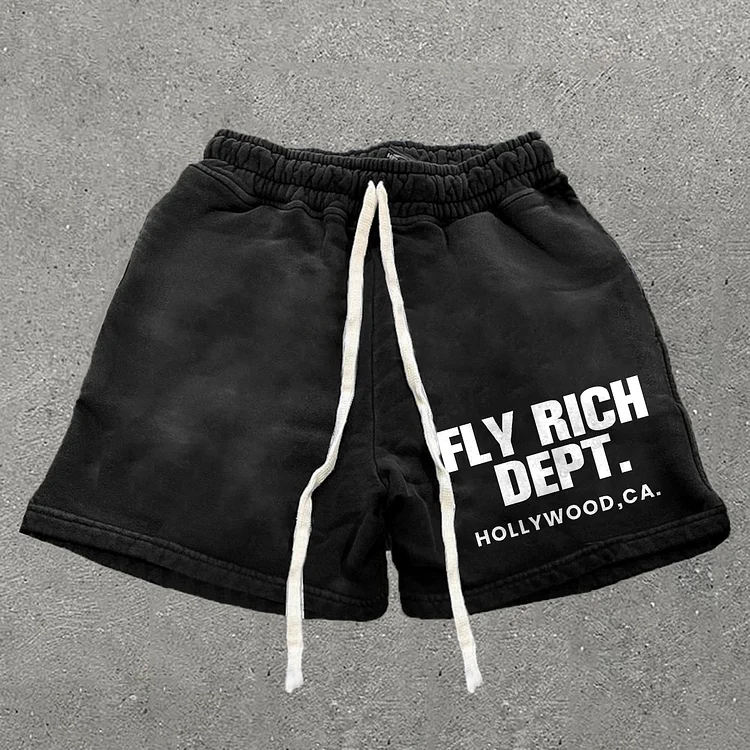 Lässige Shorts mit Vintage-Textmuster und Grafik
