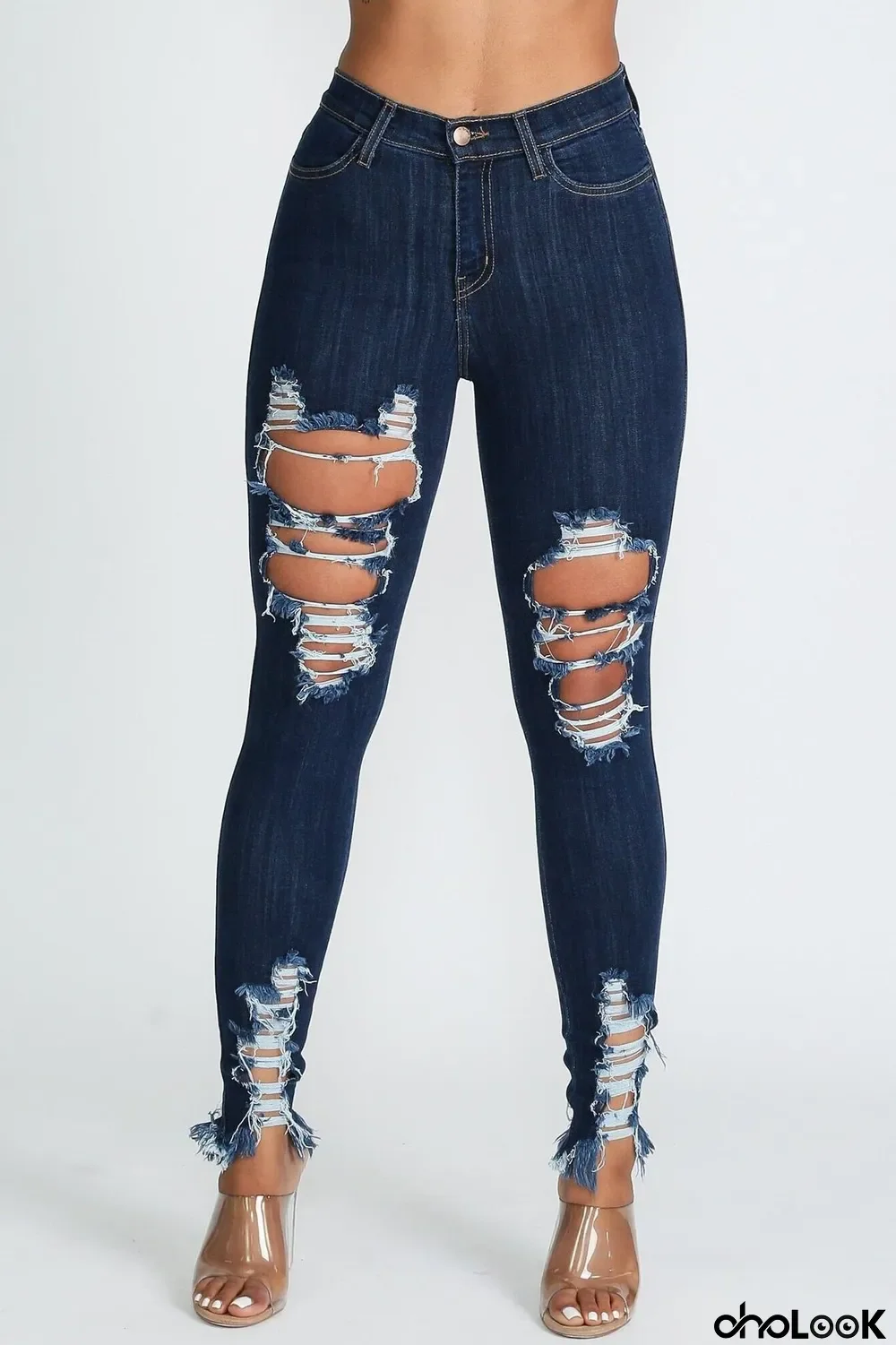 Women Slim Stretch Ripped Denim Pant
