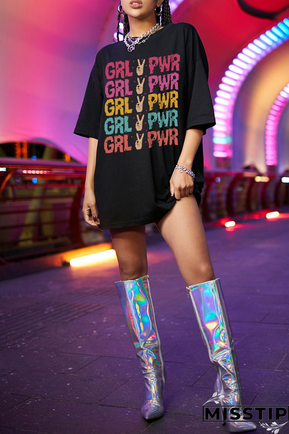Black Fashion Casual Letter Print Basic O Neck T-shirt Dress Dresses