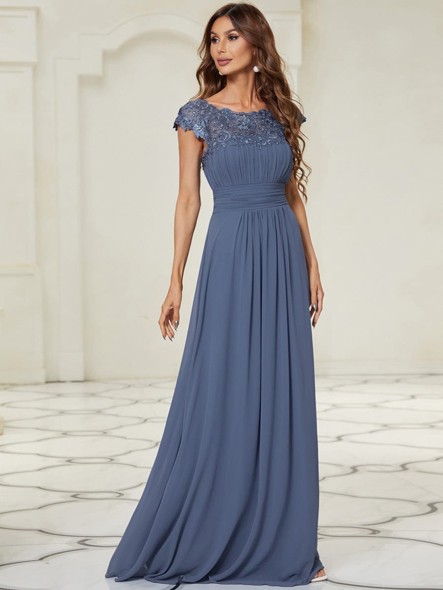 Sophisticated Lace Detail Evening Gown