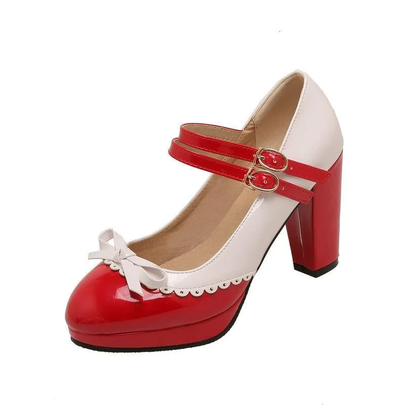 Woman's High Heel Lolita Shoes Cute Bowknot Mary Jane Shoes