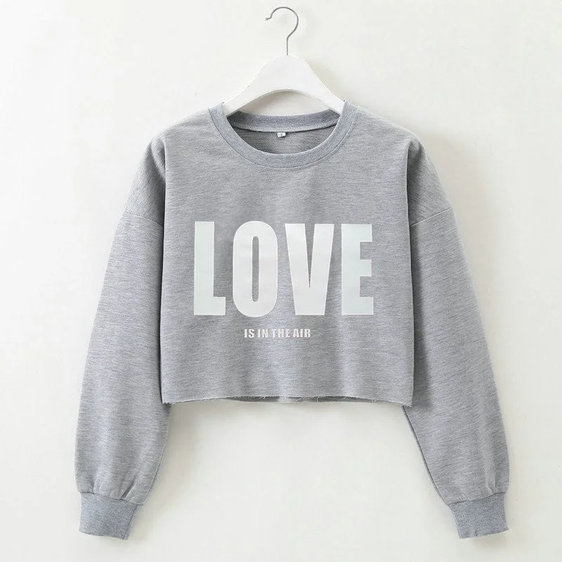 Valentine's Day Love Printed Round Neck Long Sleeves Sweatshirt