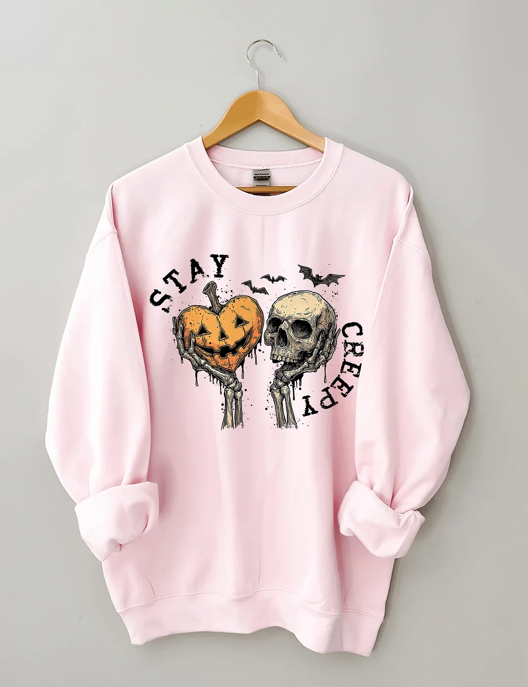 Stay Creepy With Pumpkin And Skull Sweatshirt