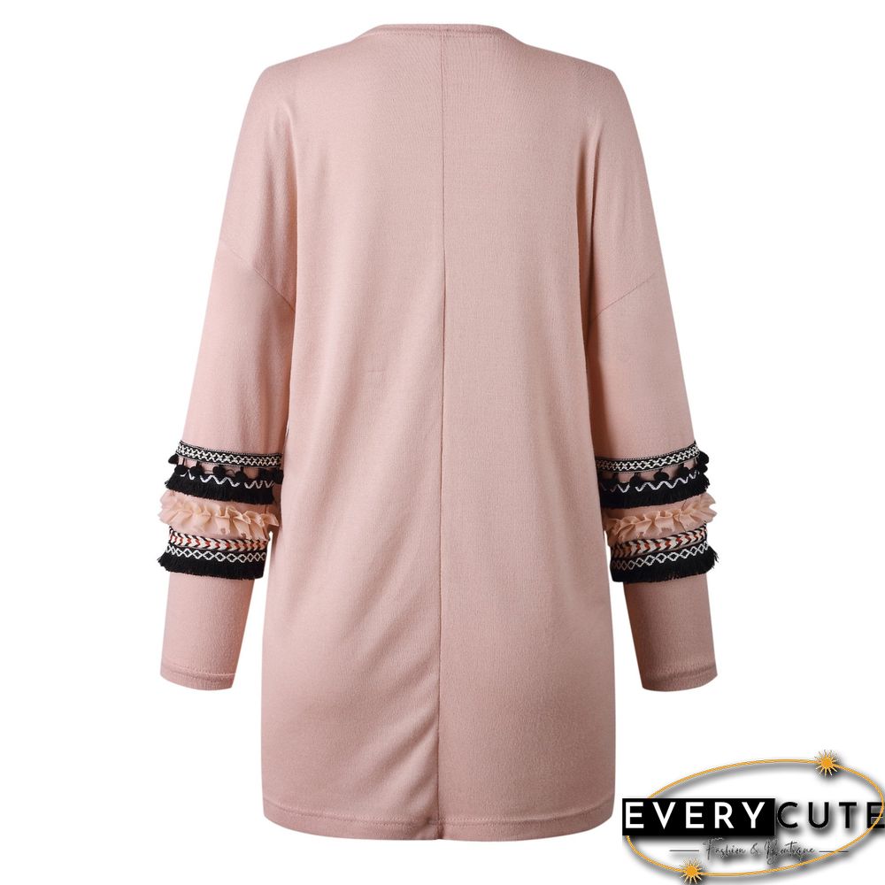 Front Open Long Sleeves Pocketed Cardigan Sweater