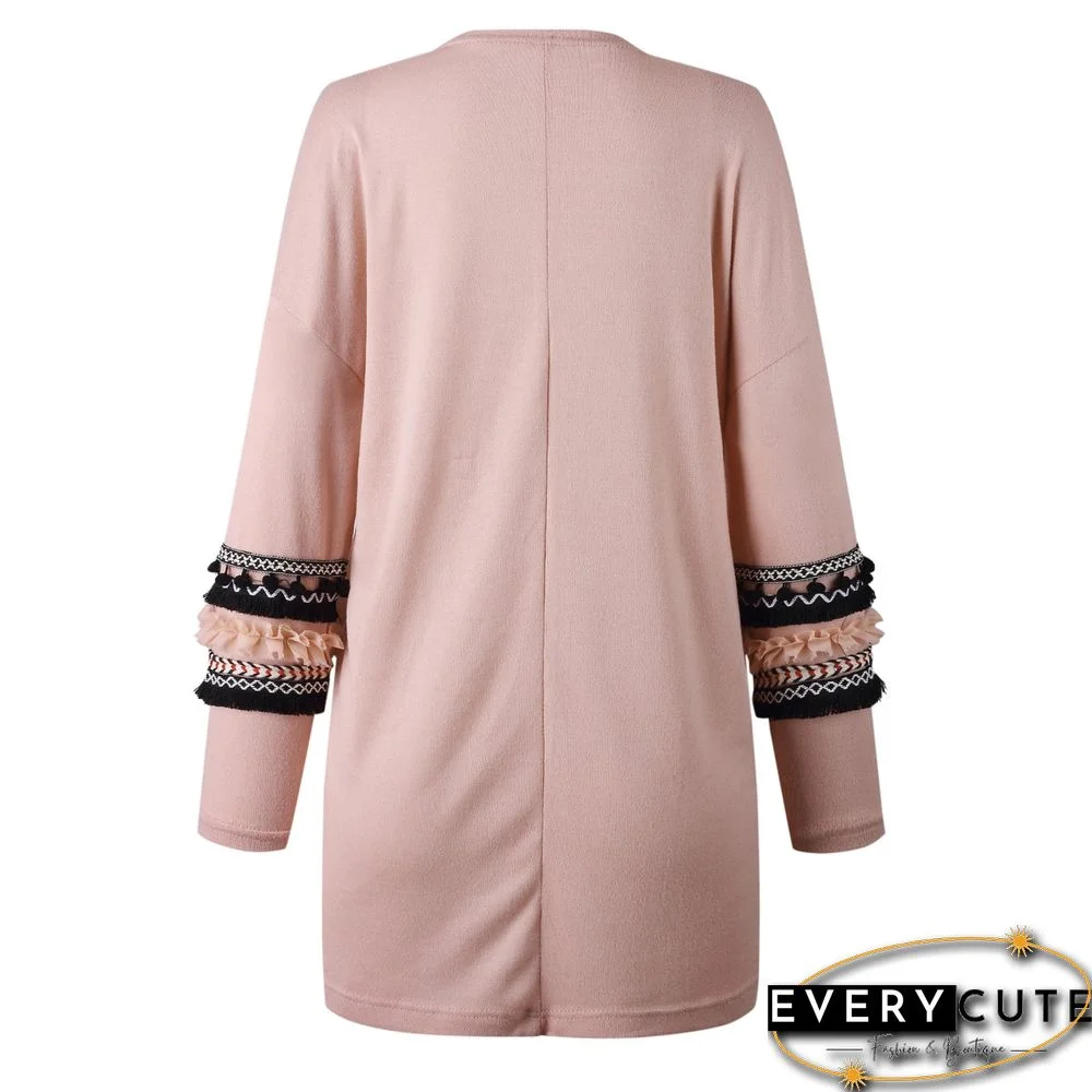 Front Open Long Sleeves Pocketed Cardigan Sweater
