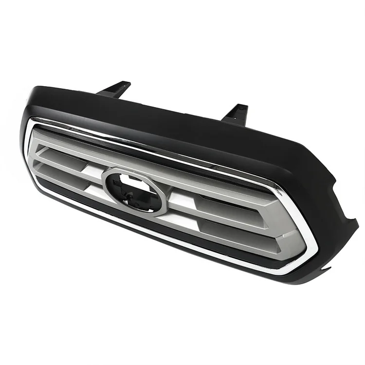 SEBLAFF Front Bumper Grille Matte Black Shell Chrome Molding with Silver Insert Grill Replacement for 2016 2017 2018 2019 2020 2021 Tacoma 53101-04080