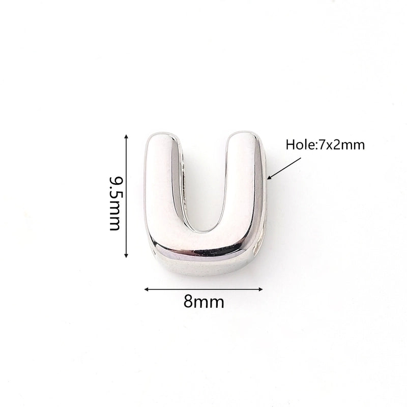 1 Pc/Package 9.5x6mm 9.5×7.5mm 9.5x8mm 7x2mm Copper White Gold Plated Letter Bubble Polished Beads