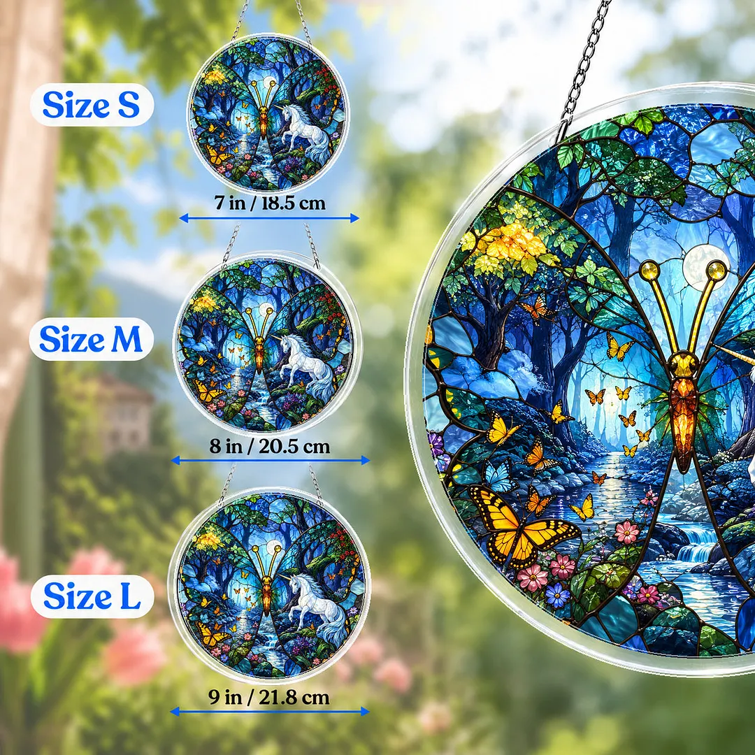 Moonlit Unicorn Forest Stained Glass Suncatcher Puzzle