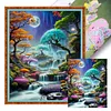 Moonlit Falls Full 11CT DIY Stamped Needlework Embroidery Kit 15.74x19.68inch Embroidery Needlepoint Starter Kits Cross Stitch Art and Crafts Kits for Beginners Adults Home Decor