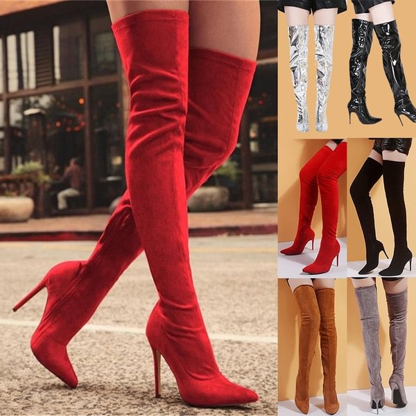 High Quality Women Fine Leather High-heeled Boots Knee with Side Zipper Boots Sexy Over The Knee Boots High Heels Women Shoes - Life is Beautiful for You - SheChoic