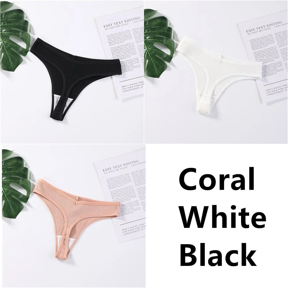3Pcs/Set Panties G-String Ladies Sexy Panties Ladies Ladies Thong Underwear Low Waist Solid Comfortable Cotton Panties Lingerie