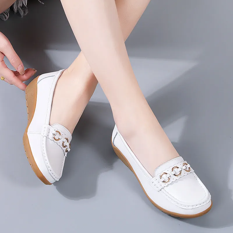 Women's Soft Sole Wide Breathable Waterproof Lightweight Walking Flat Loafer Shoes