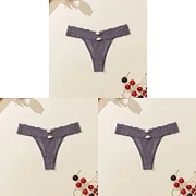 Boycrud 3PCS Women Sexy Lace Panties Low-waist  Temptation Underwear T-Back Thong Female G String Breathable Lingerie Briefs Embroidery