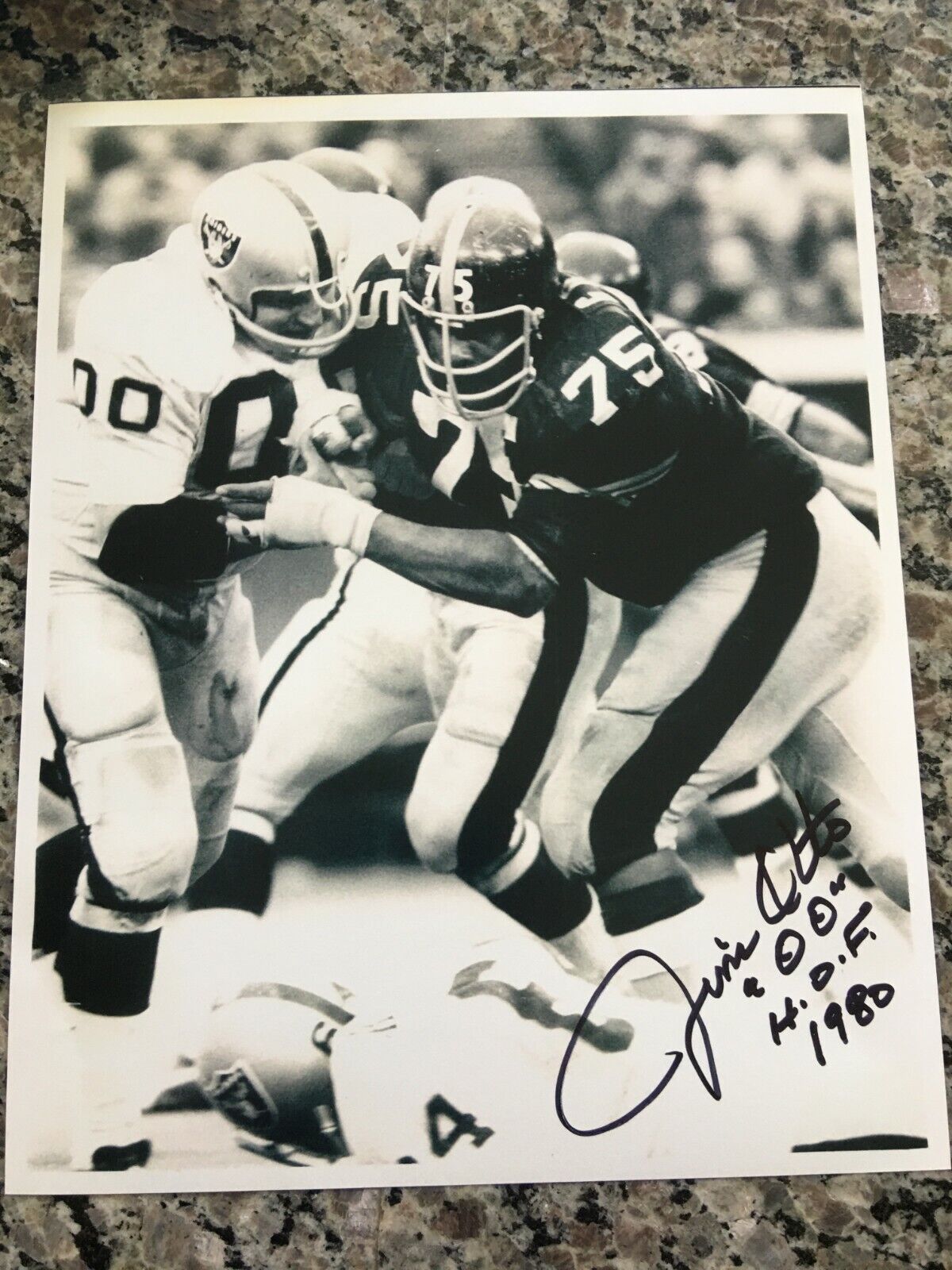 JIM OTTO OAKLAND RAIDERS 1967 AFL CHAMPIONS & HALL OF FAMER RARE SIGNED Photo Poster painting