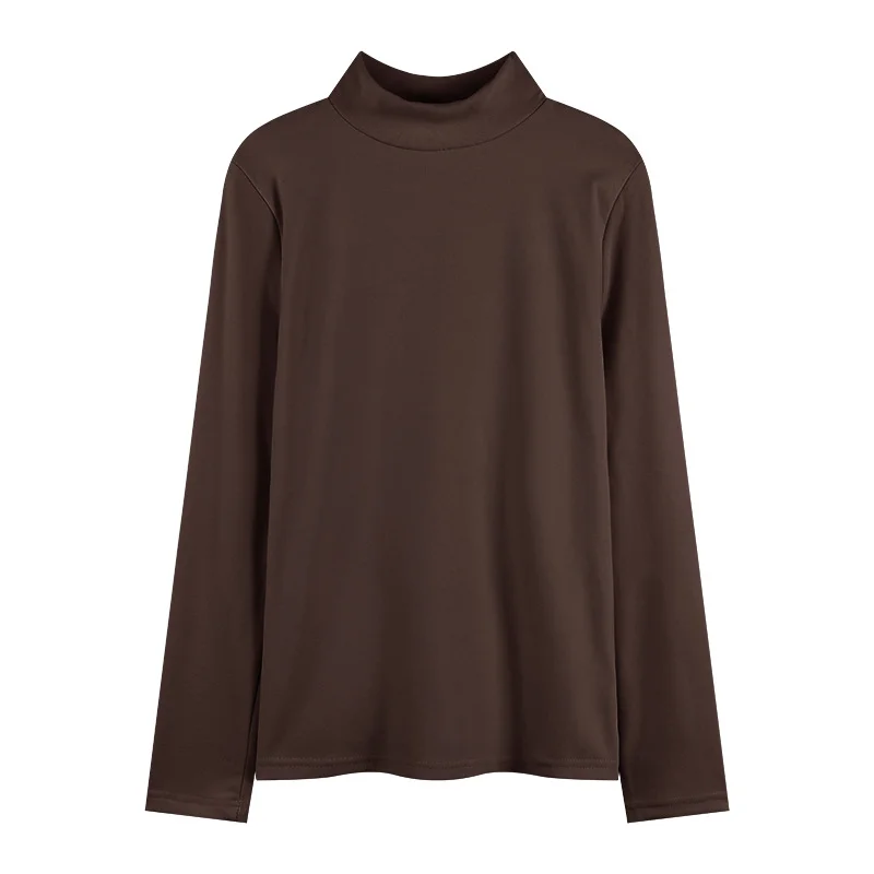 Uveng Uveng Velvet Half High Collar Bottom Shirt Women's Autumn 2024 New Interior With White Long-Sleeved T-Shirt Women's Chic Student Jacket