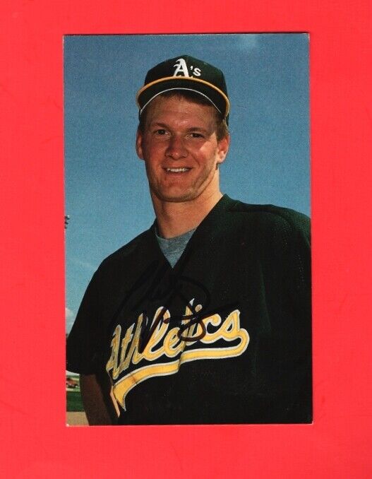 1996 TODD VAN POPPEL-OAKLAND A'S AUTOGRAPHED TEAM ISSUED COLOR GLOSSY Photo Poster painting