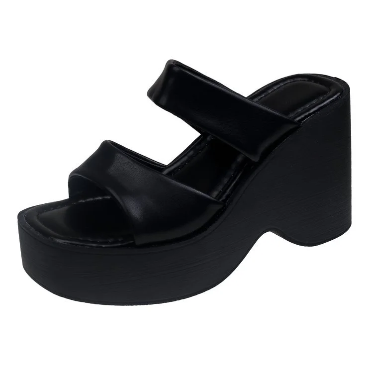 Yyvonne And Loose Cake Thick Bottom Slippers Women Summer Wear High And Cool Drag 2025 New Word Slippers Women