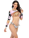 Floral Print Long Sleeve Tie Side Tight Wetsuit
