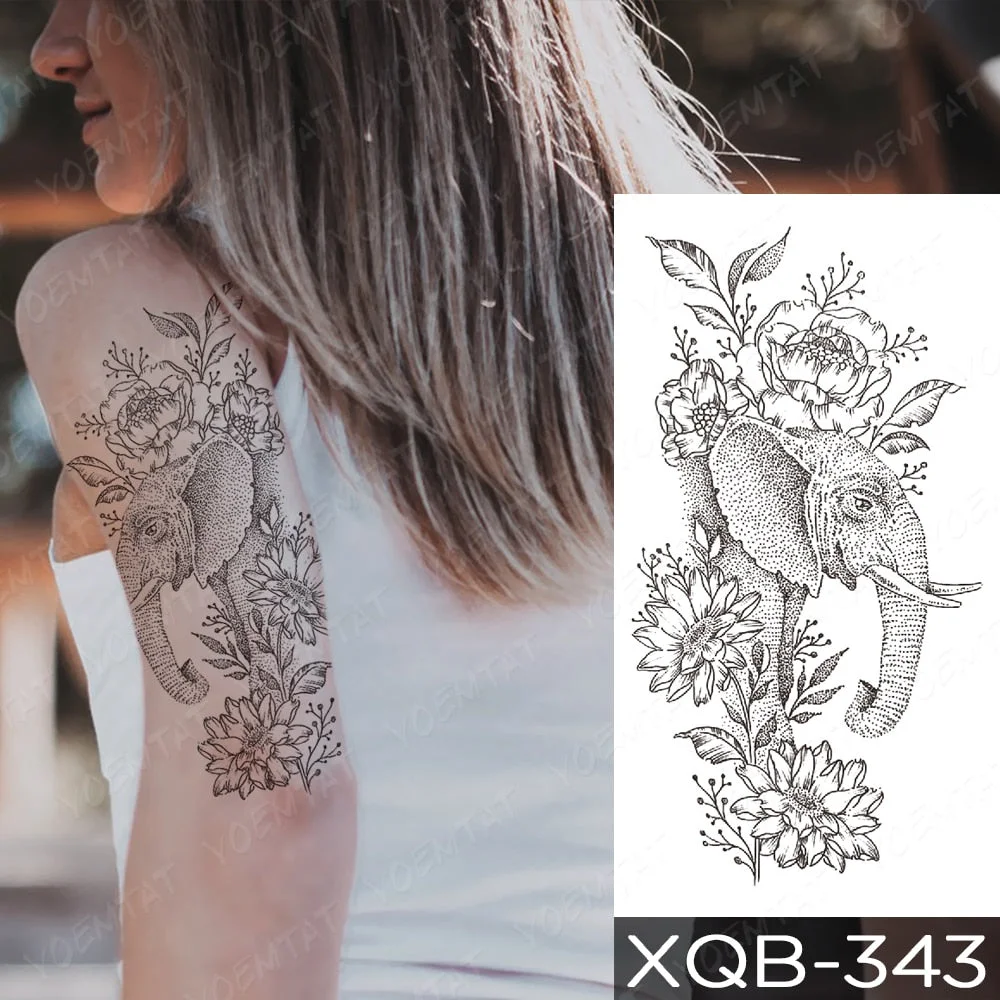 Waterproof Temporary Tattoo Sticker Orchid Flower Tattoos Peony Lotus Lines Painted Rose Body Art Arm Fake Sleeve Tatoo Women