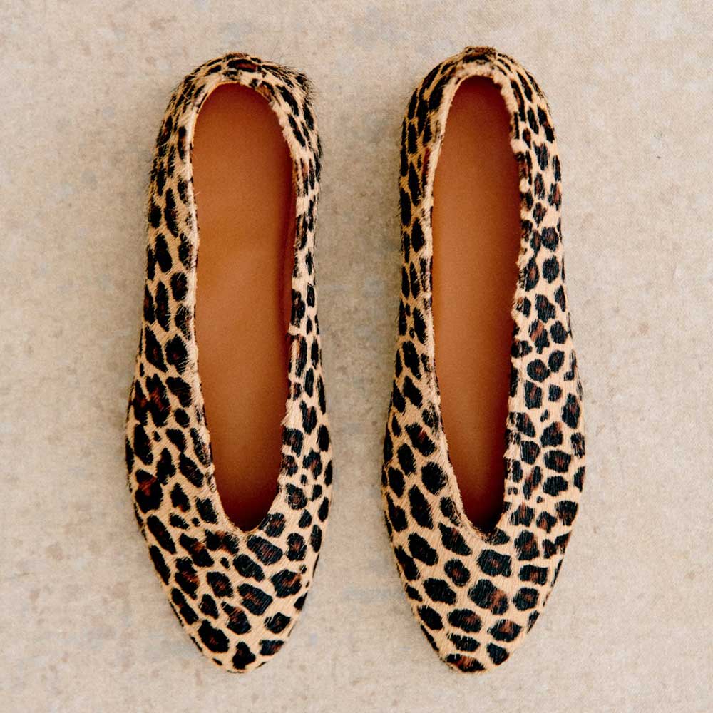 Brown Leopard Pointed Toe Slip-On Ballet Flats for Women Nicepairs