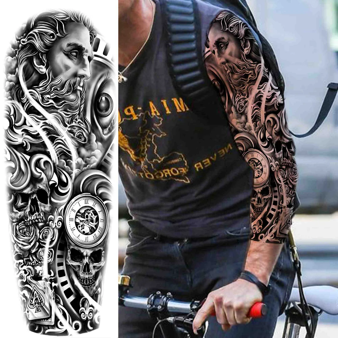 Sexy Wolf Full Flower Arm Temporary Tattoo Stickers For Men Body Art Sleeve Tattoo Decals Girl Women Waterproof Tatoo Fox Legs