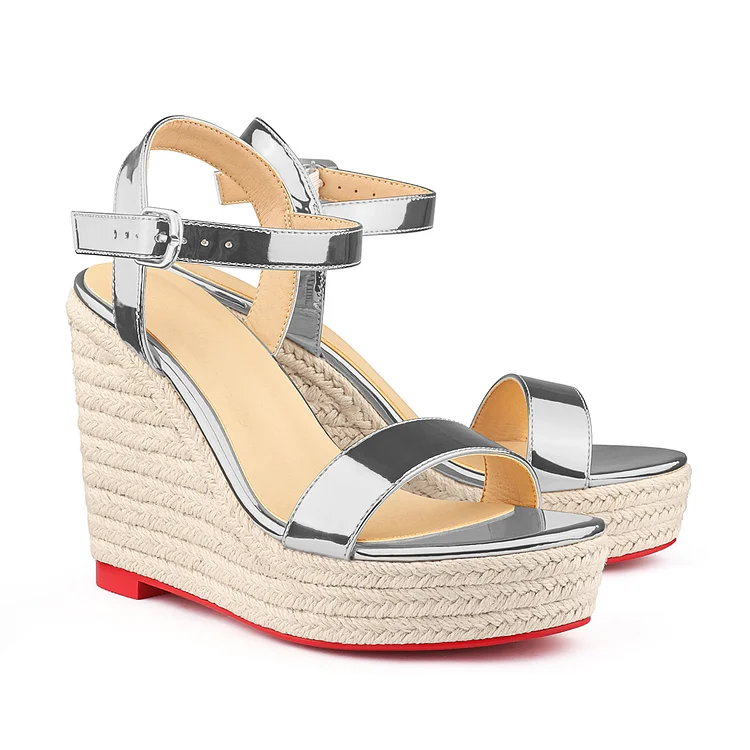 115mm/4.5" Women's Fashion Platform Wedge Sandals Heeled Buckle Shoes Red Bottom Sandals VOCOSI VOCOSI
