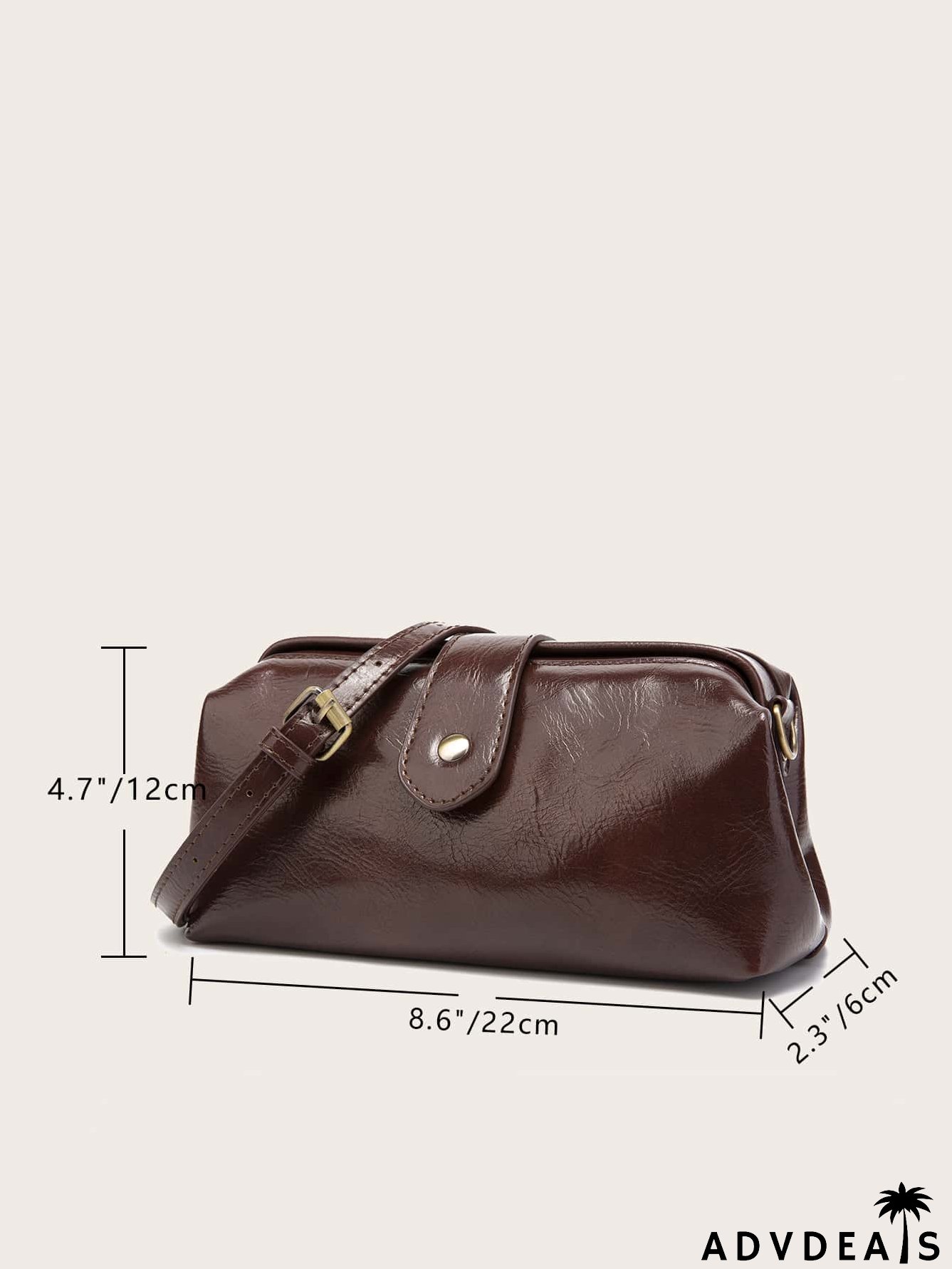 Artificial Patent Leather Snap Button Dome Bag