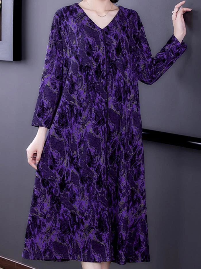 Elegant V-neck Mid-length Dress