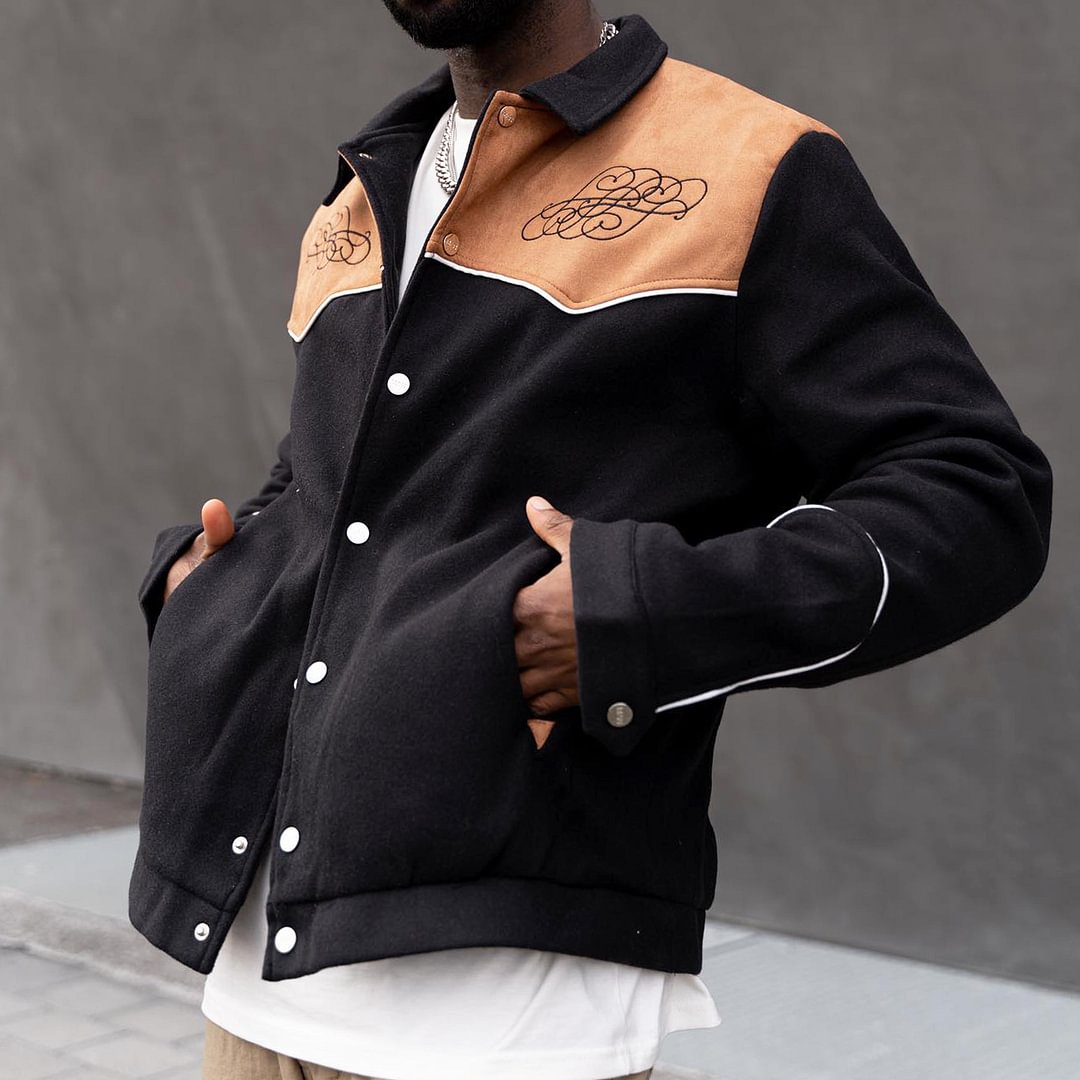 Men's Fashion Retro Contrast Jacket、、URBENIE