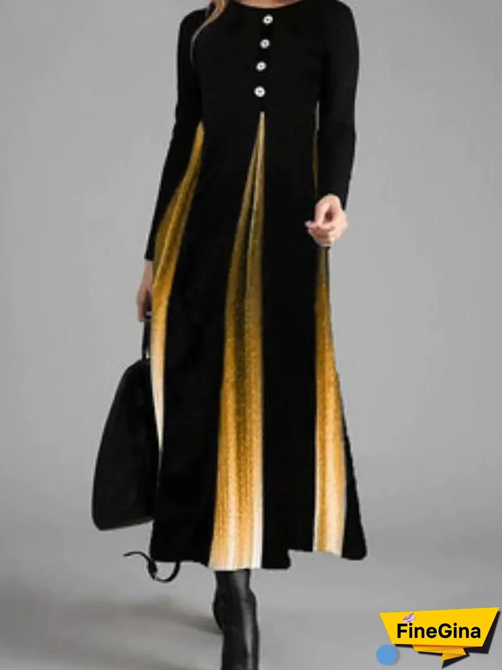 Women's Sheath Dress Maxi long Dress Long Sleeve Print Print Fall Winter Casual Blue Orange S M L XL XXL 3XL 4XL Black Dresses