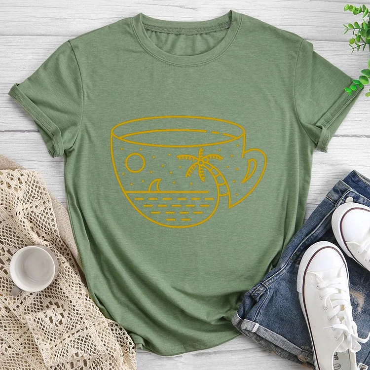 coffee in paradise Round Neck T-shirt