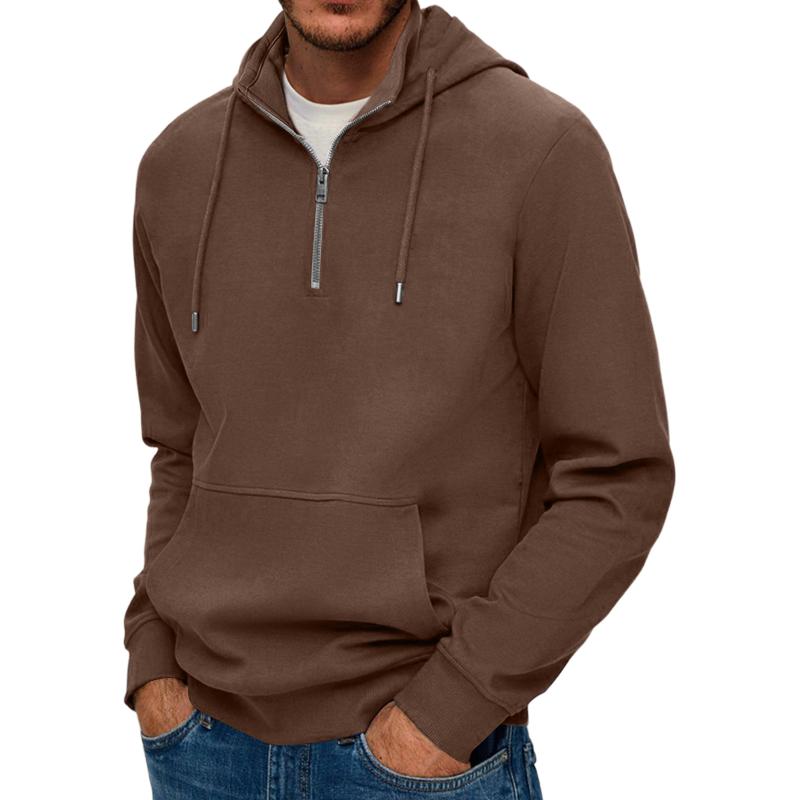 Men's Solid Color Zip-Up Hooded Sweatshirt 21099842Y